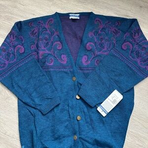 NWT Pendleton grandpa multicolored 100% wool button down cardigan